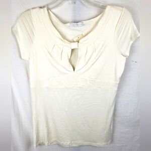 NWT Charlotte Russe Beige Short Sleeves Shirt Sz L